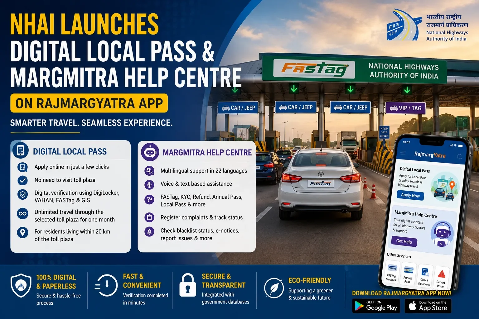 NHAI Launches Digital Local Pass & MargMitra Help Centre on RajmargYatra App