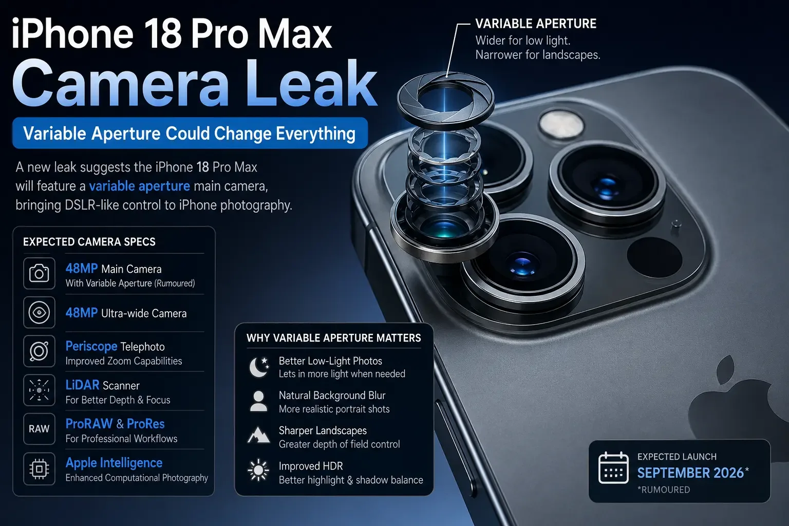 iPhone 18 Pro Max Camera Leak Suggests Biggest Photography Upgrade Yet: Variable Aperture Could Change Everything