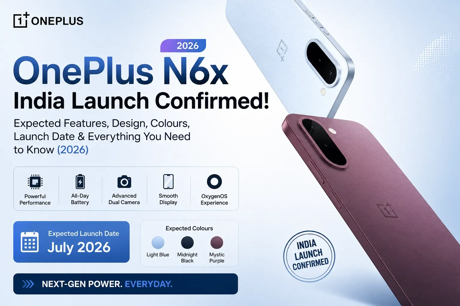 OnePlus N6x India Launch Confirmed: Expected Features, Design, Colours, Launch Date & Everything You Need to Know (2026)