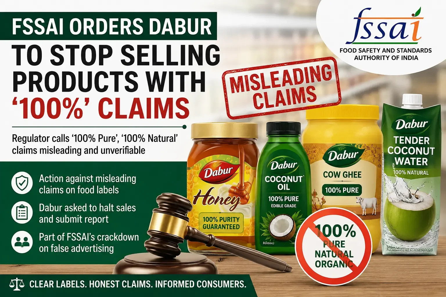 FSSAI Orders Dabur to Stop Selling Products with ‘100%’ Claims: What It Means for Consumers and India's Food Industry