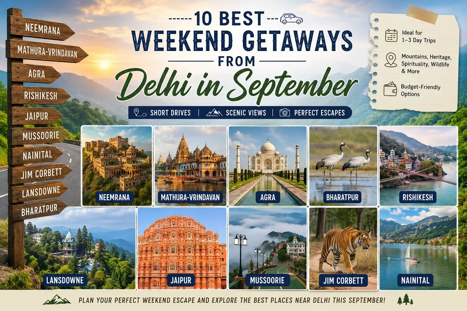 10 Best Places to Visit Near Delhi in September for a Weekend Trip