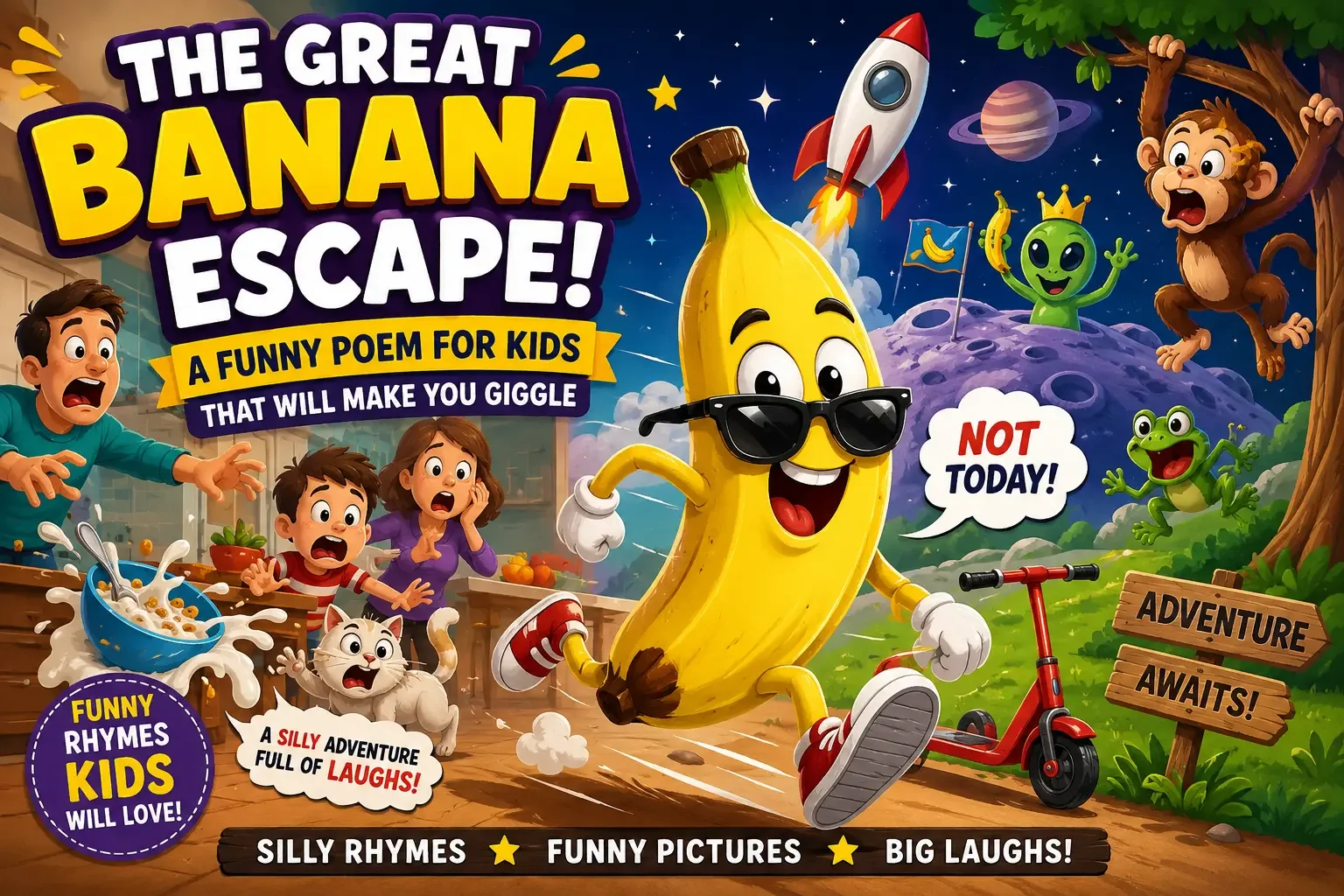 The Great Banana Escape: A Funny Poem for Kids That Will Make You Giggle 🍌😂