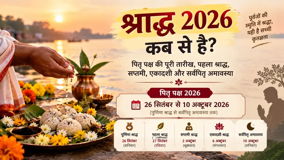 श्राद्ध 2026 कब से है? जानें पितृ पक्ष की पूरी तारीख, पहला श्राद्ध, सप्तमी और एकादशी श्राद्ध