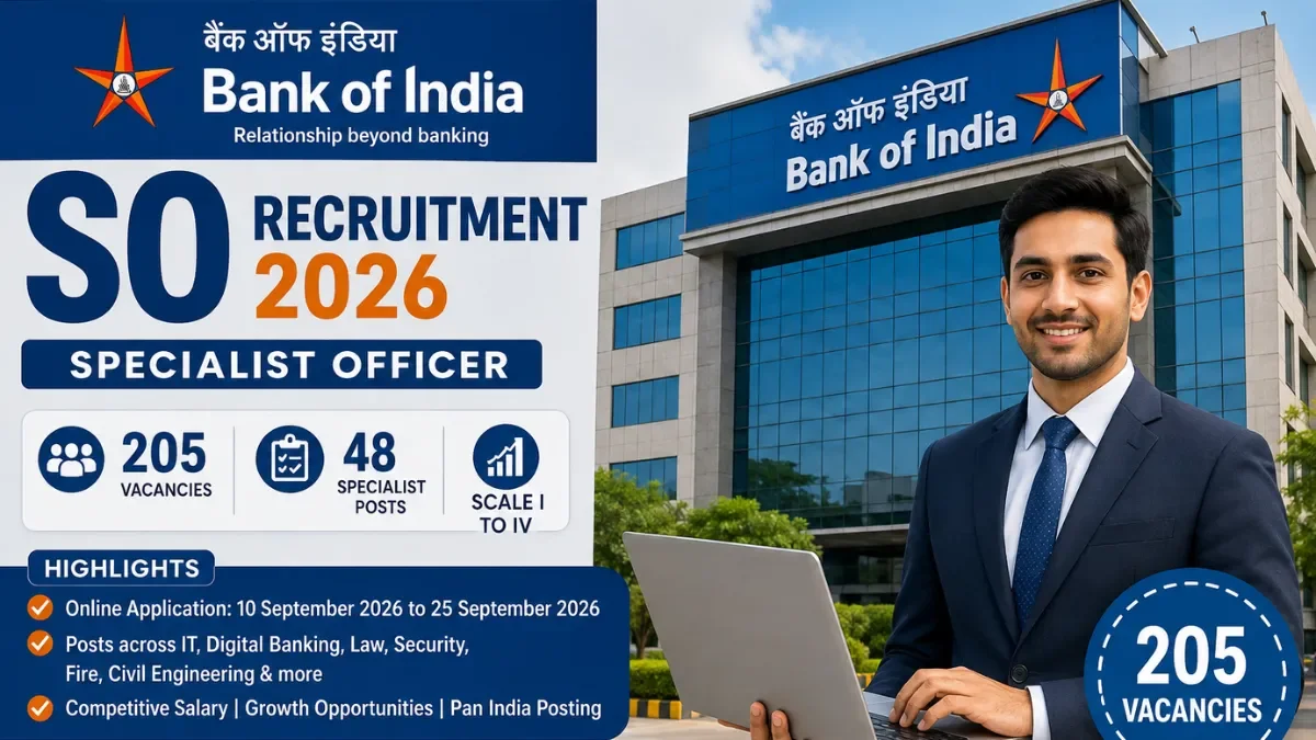 Bank of India SO Recruitment 2026: 205 Vacancies, Eligibility and Application Details