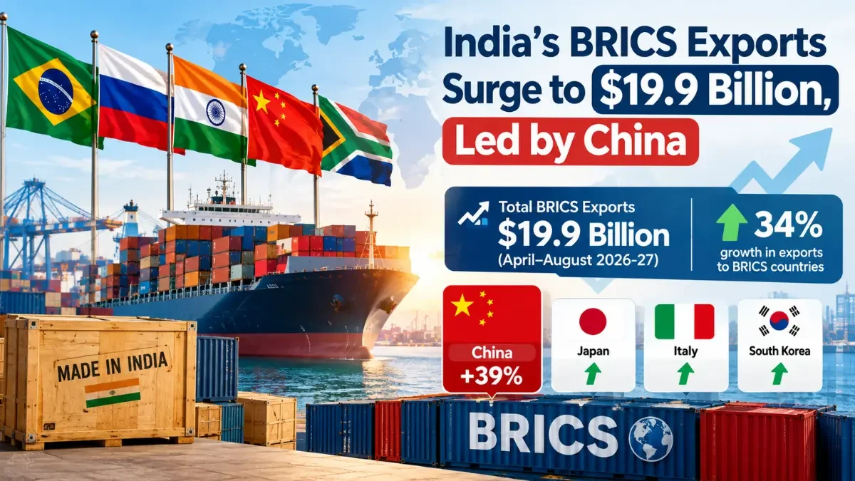 India’s BRICS Exports Rise 34% to $19.9 Billion as China Leads Growth