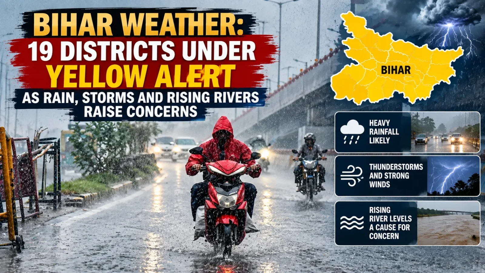 Bihar Rain Alert: 19 Districts on Yellow Warning as Kosi Discharge Could Reach 6 Lakh Cusecs