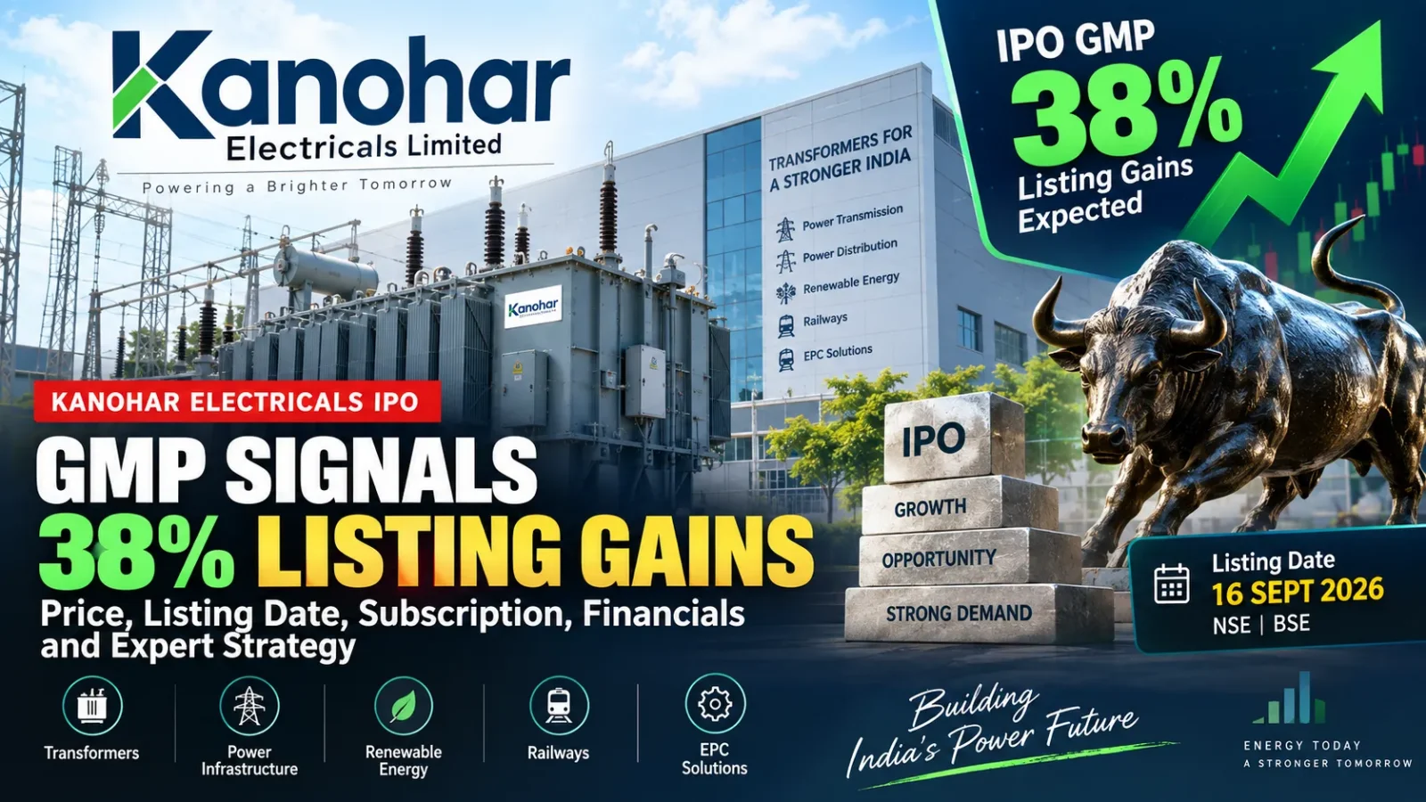Kanohar Electricals IPO GMP Signals 38% Listing Gain: Price, Listing Date & Strategy