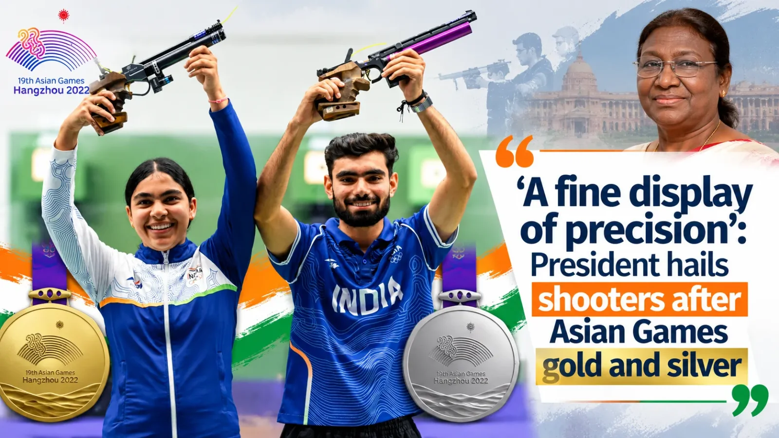 Asian Games 2026: President Murmu Praises India’s Shooters After Record Gold and Rifle Team Silver